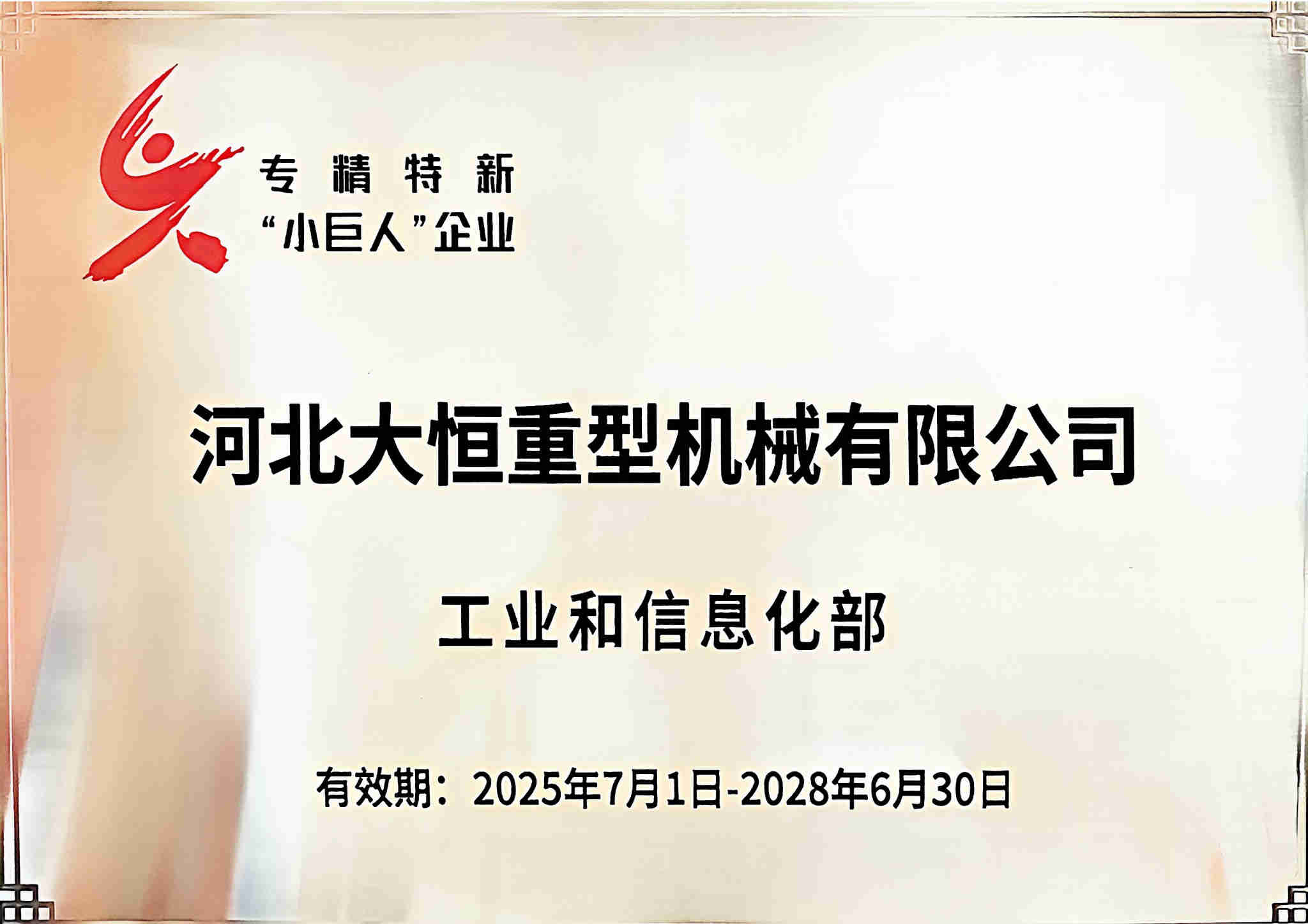 专精特新小巨人证书